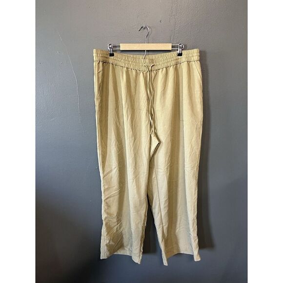 Lands End Womens Yellow Wide Leg Flowy Pants Pull On Size 22W - Picture 1 of 3